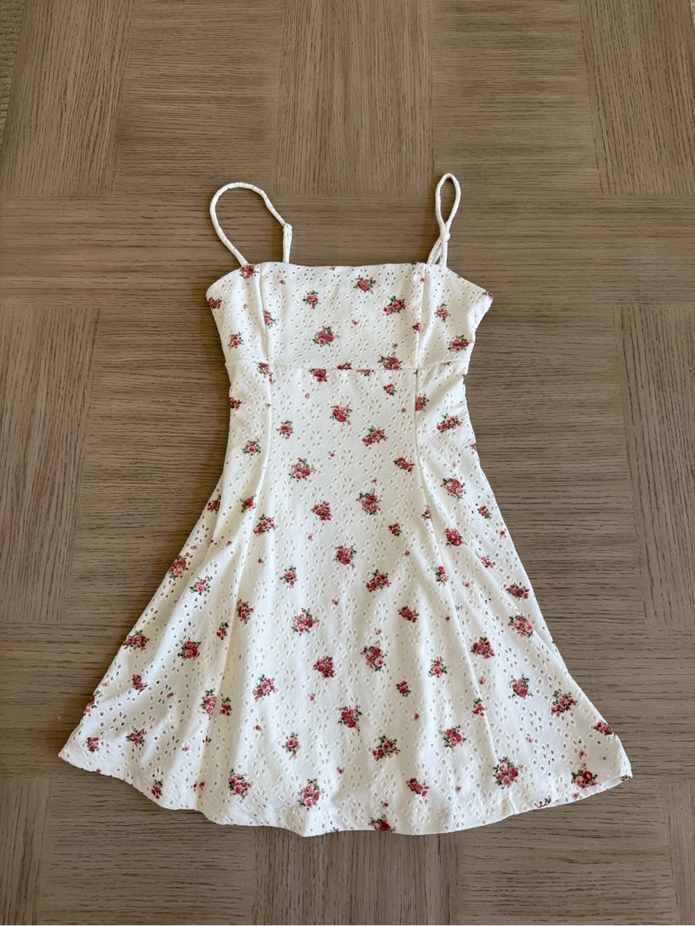 Windsor White Floral Eyelet Mini Dress Cami A-Line Sz S